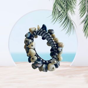 1950's Cha Cha Beachy Sea Sheel Chips Expandable Vintage Bead Bracelet